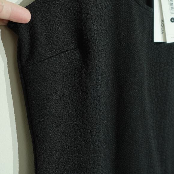 NWT AQUA Womens Sheath Bodycon Dress Scoop Neck Snakeskin Textured Black Size L - Picture 6 of 7